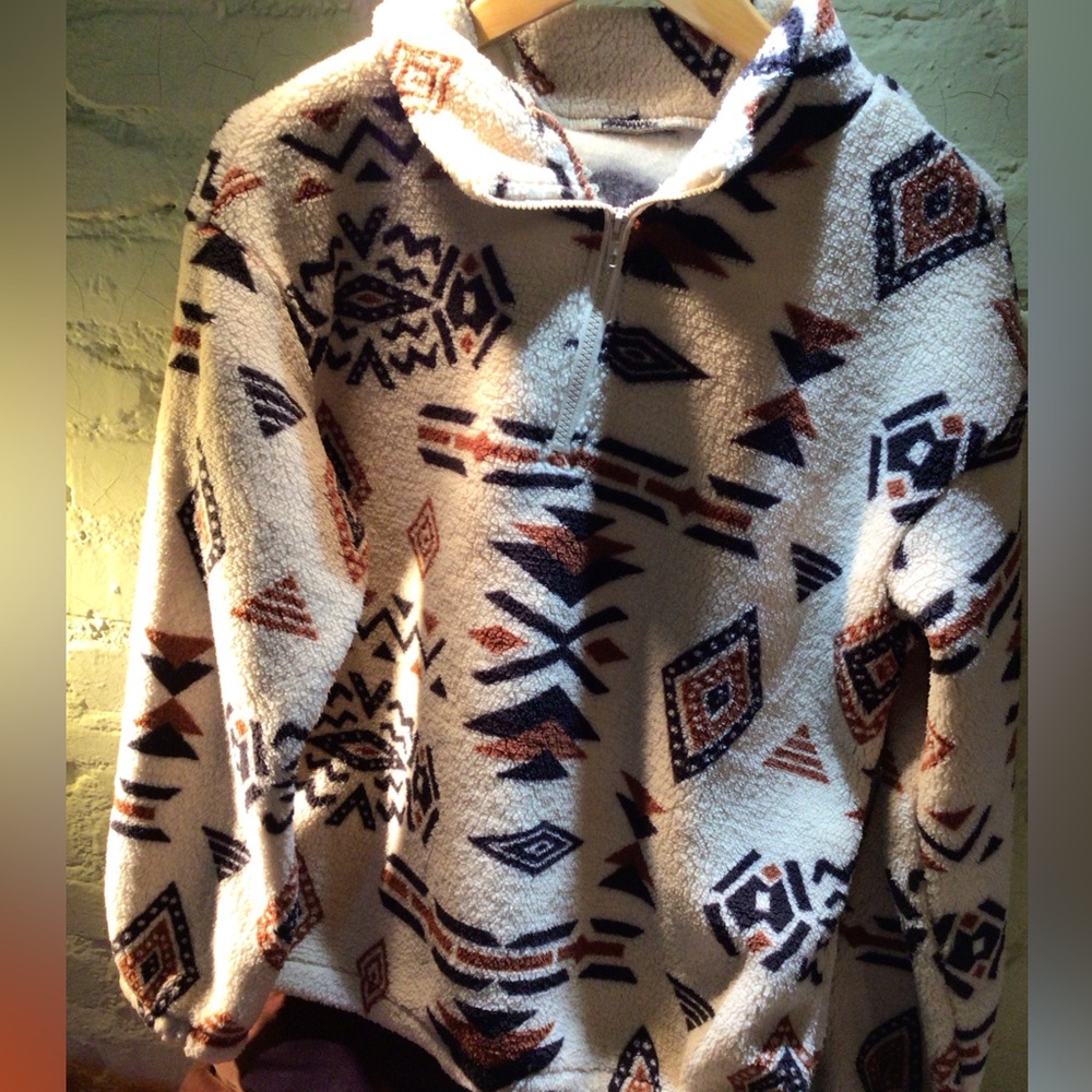 3 Left Saaale boho Aztec Patterned Fleece shacket pullover - Picture 1 of 6
